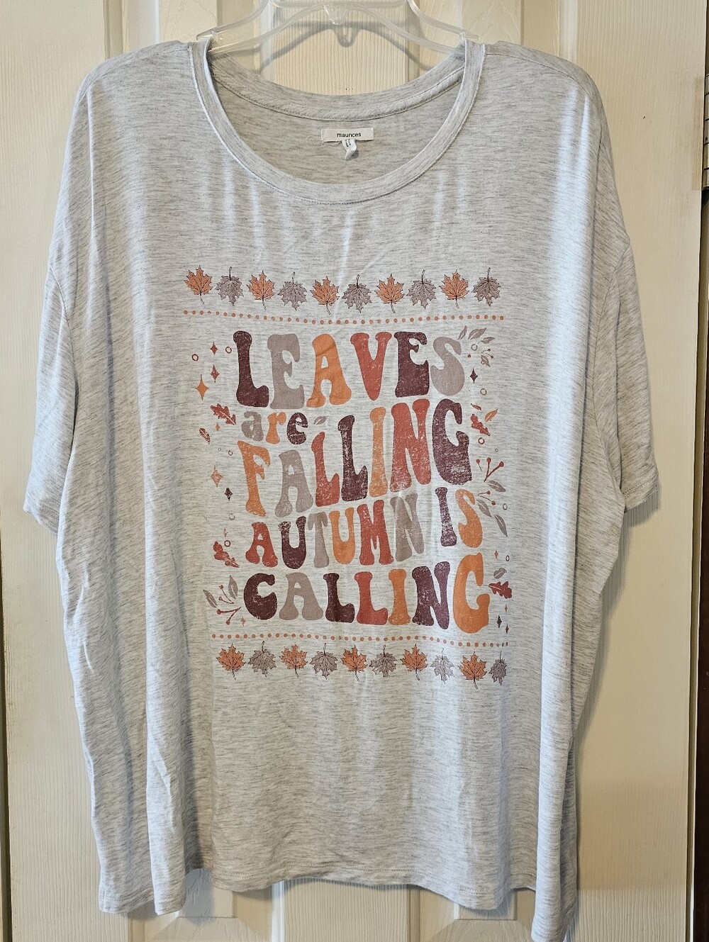 Maurices Gray Graphic Tee - 'Leaves Are Falling' - 1X